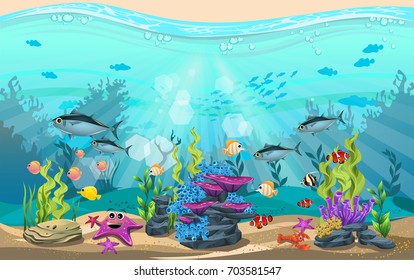 Beauty Underwater Life Different Animals Habitats Stock Vector (royalty 