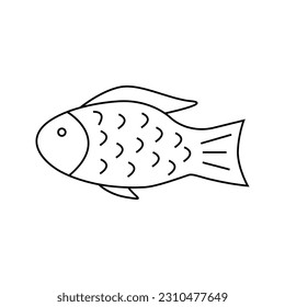 Vector illustration of sea fish in doodle style. Isolated on white background