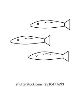 Ilustración vectorial de los peces del mar en forma de garabato. Aislado sobre fondo blanco