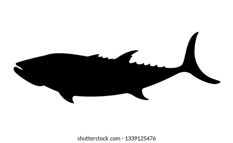 Vector illustration of sea fish, flat style, profile view.