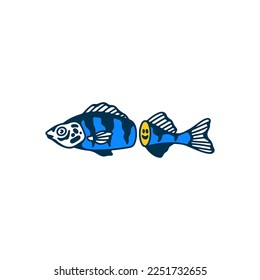 vector illustration of sea fish in half