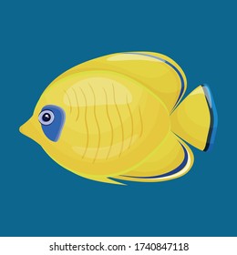 Vector illustration. Sea fish on a blue background. For design.