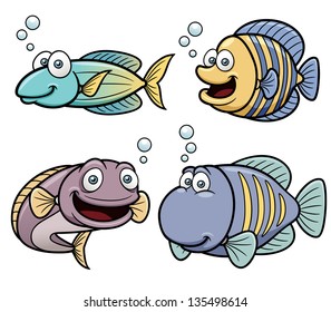 Vector illustration of Sea fish set
