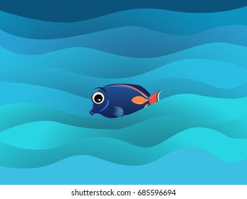 vector illustration of the sea. funny fish