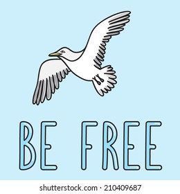Vector illustration with sea gull
