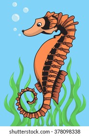 Vector illustration of a sea horse for fun-filled children's book