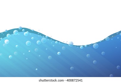 Vector illustration. Sea incision. Wave and bubbles.