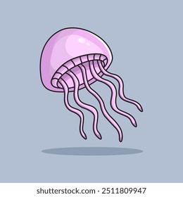 Vector illustration Sea Jellyfish. Vector design Ocean Jellyfish. Sea Ocean Jellyfish Vector Cartoon design illustration and icon for website, digital and print