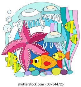 vector illustration of sea life