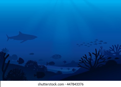 Vector illustration sea life   coral seabed background 