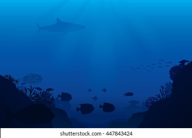 Vector illustration sea life   coral seabed background 