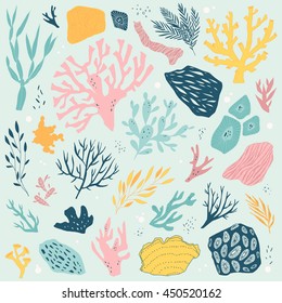 vector Illustration with sea life objects