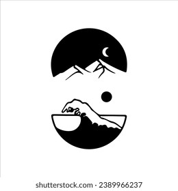 vector illustration of sea and mountain concept