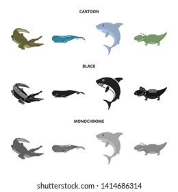Vector illustration of sea and ocean logo. Set of sea and reptiles vector icon for stock.