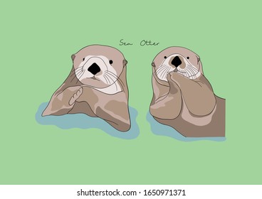 Vector Illustration of Sea Otter