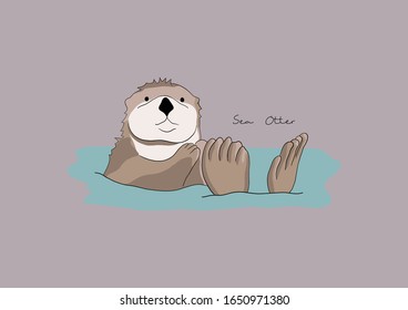 Vector Illustration of Sea Otter