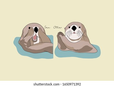 Vector Illustration of Sea Otter