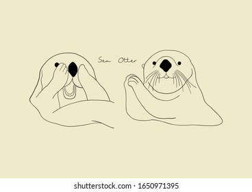 Vector Illustration of Sea Otter