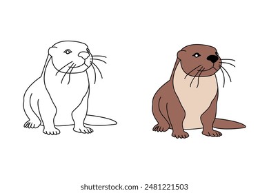 Vector illustration of Sea otter.