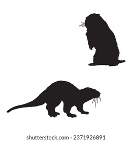 Vector Illustration of Sea Otter Silhouette