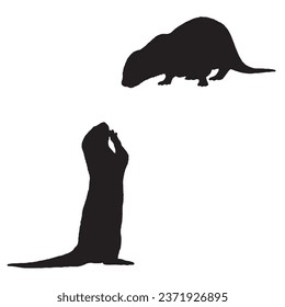 Vector Illustration of Sea Otter Silhouette