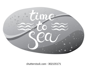 vector illustration - sea pebble with exclusive hand drawing lettering - summer sea theme
