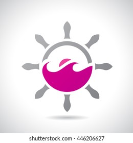 Vector Illustration of an Sea and Rudder Icon isolated on a white background