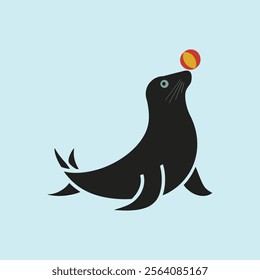 Vector illustration of Sea seal is Playing