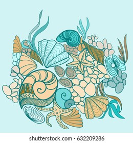 Vector  illustration sea shell background