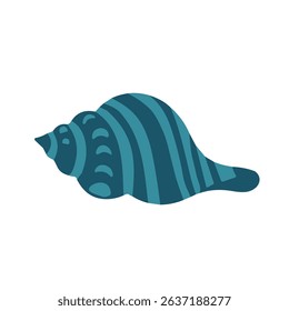 Vector illustration of sea shell in cartoon style, perfect for summer design assets, flat marine icons, beach holiday projects, children’s books, and playful ocean decorations.