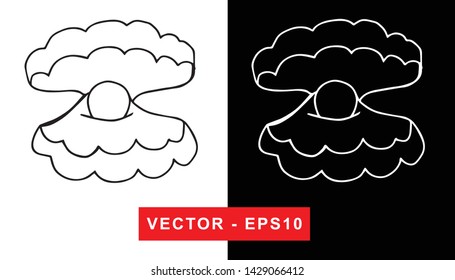 Vector Illustration of Sea Shell. Isolated flat line and silhouette of sign, symbol, or objects for graphic design.
