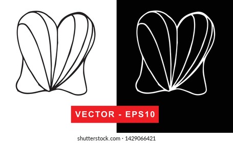 Vector Illustration of Sea Shell. Isolated flat line and silhouette of sign, symbol, or objects for graphic design.