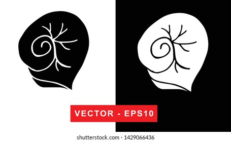 Vector Illustration of Sea Shell. Isolated flat line and silhouette of sign, symbol, or objects for graphic design.