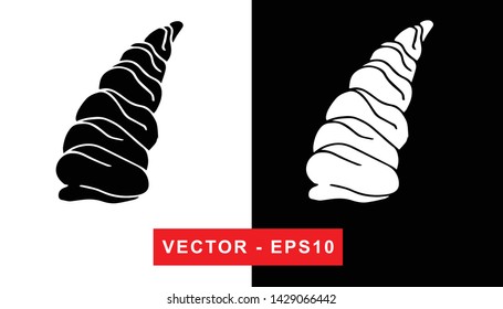 Vector Illustration of Sea Shell. Isolated flat line and silhouette of sign, symbol, or objects for graphic design.