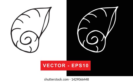 Vector Illustration of Sea Shell. Isolated flat line and silhouette of sign, symbol, or objects for graphic design.