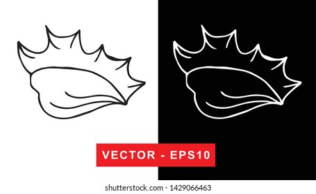 Vector Illustration of Sea Shell. Isolated flat line and silhouette of sign, symbol, or objects for graphic design.