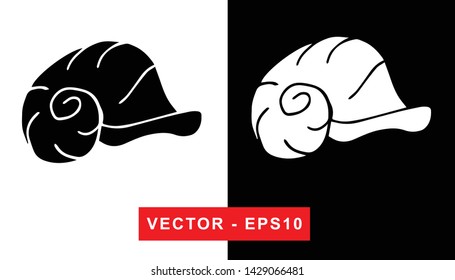 Vector Illustration of Sea Shell. Isolated flat line and silhouette of sign, symbol, or objects for graphic design.