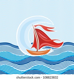 Vector illustration of sea and ship