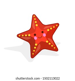 Vector illustration of sea star fish on white background