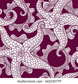 Vector illustration with sea stars. Abstract seamless pattern. Ocean animals.