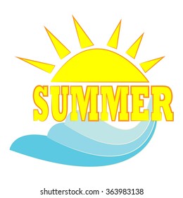 Vector illustration sea and Sun, summer logo 