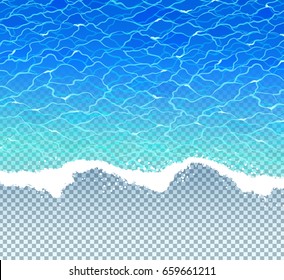 Vector illustration with sea surf on transparency background.