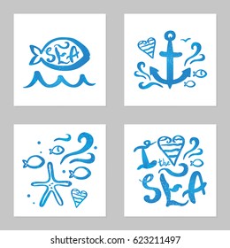 Vector illustration of sea symbols set