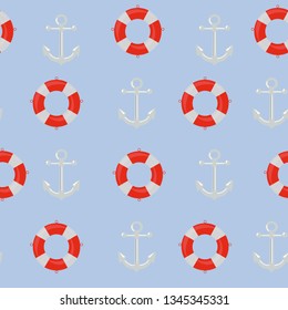 Vector Illustration Sea Themed Seamless Pattern Background 