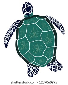 vector illustration of a sea turtle isolated on white background.