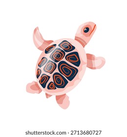 Vector illustration of a sea turtle, sea and ocean theme, clean modern style, smooth shapes, minimal details, isolated on white background
