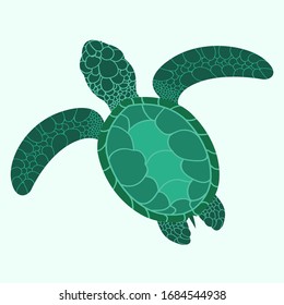 Vector illustration of a sea turtle. Illustration sea turtle on white background. 