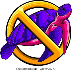 vector illustration of sea turtle on white background