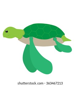 vector illustration of sea turtle on white background