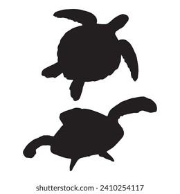 Ilustración vectorial de la silueta de la tortuga marina